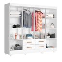 Ver imagem 3 de Roupeiro Lite 8 Portas 4 Gavetas Guarda-roupa Casal - Branco