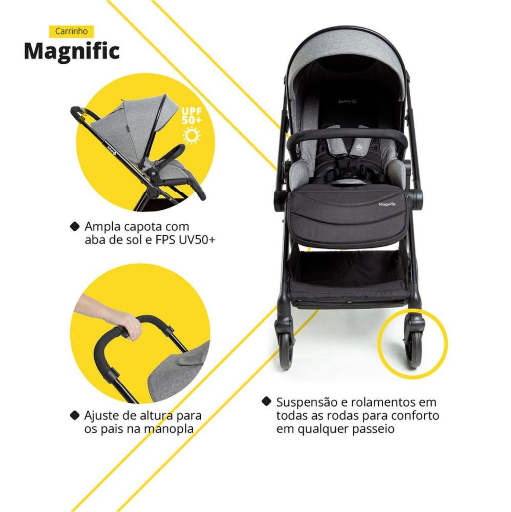 Carrinho com Bebê Conforto Travel System Magnific 5 em 1 Grey Denin - Safety 1st - 6