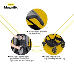Carrinho com Bebê Conforto Travel System Magnific 5 em 1 Grey Denin - Safety 1st - 7
