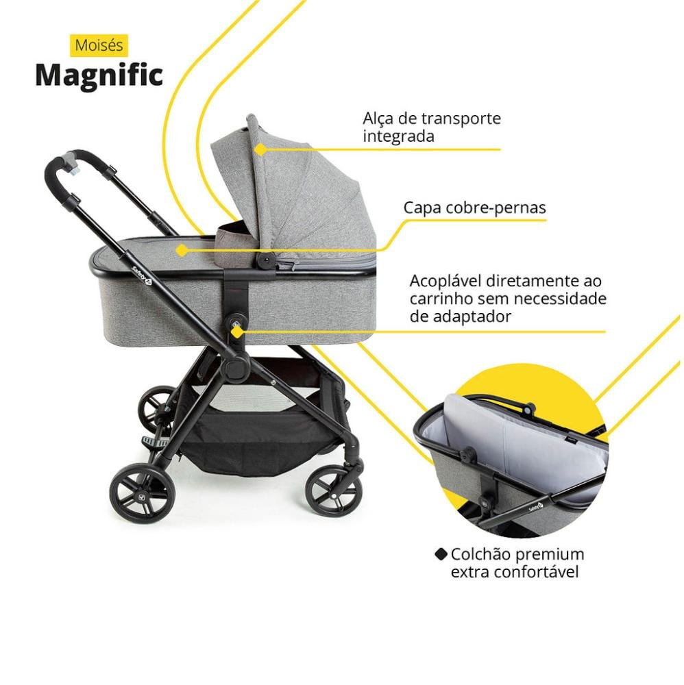 Carrinho com Bebê Conforto Travel System Magnific 5 em 1 Grey Denin - Safety 1st - 2