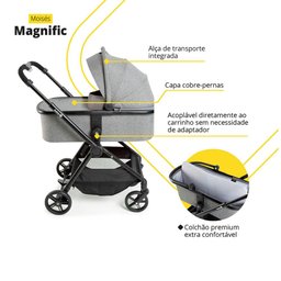 Carrinho com Bebê Conforto Travel System Magnific 5 em 1 Grey Denin - Safety 1st - 2