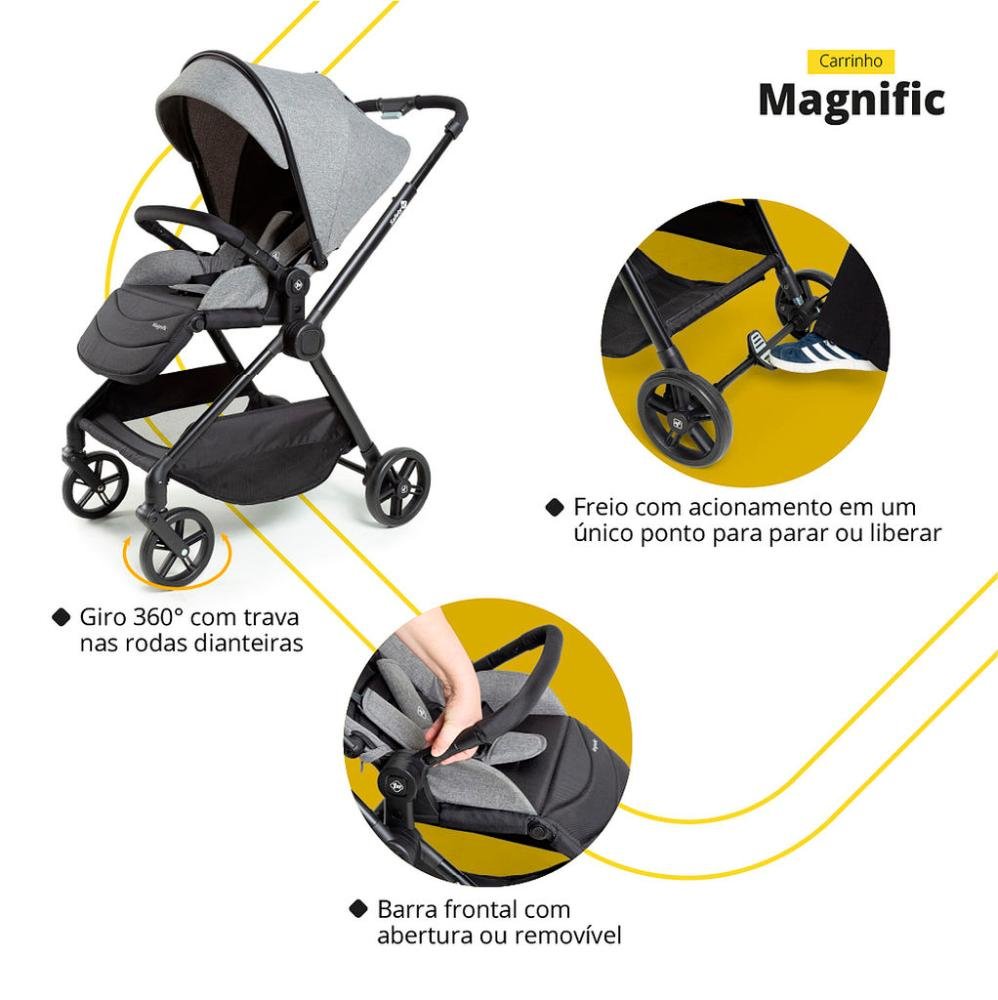 Carrinho com Bebê Conforto Travel System Magnific 5 em 1 Grey Denin - Safety 1st - 8