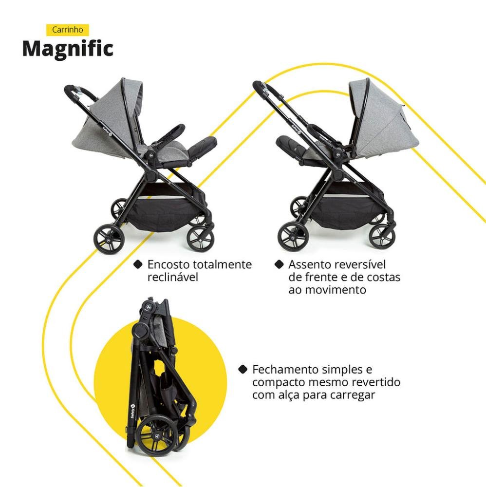 Carrinho com Bebê Conforto Travel System Magnific 5 em 1 Grey Denin - Safety 1st - 5