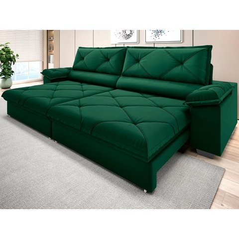 Sofá com Carregador Usb e Molas no Assento Retrátil Reclinável Nice 2,10m Velosuede - Netsofas