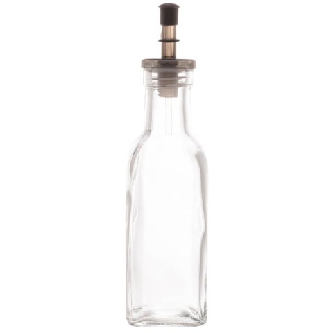 Garrafa de Vidro para Azeite com Bico Dosador 200ml Lyor Frasco Tampa Preta Transparente