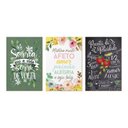 Ver imagem 1 de Trio de Quadros Decorativos Frases Cozinha Flores Casa Amor Receitas Felicidade