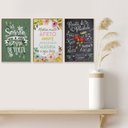 Ver imagem 3 de Trio de Quadros Decorativos Frases Cozinha Flores Casa Amor Receitas Felicidade