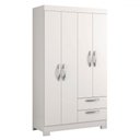 Ver imagem 2 de Guarda-roupa Solteiro 4 Portas 2 Gavetas Essen Branco - Pnr Móveis