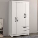 Ver imagem 1 de Guarda-roupa Solteiro 4 Portas 2 Gavetas Essen Branco - Pnr Móveis