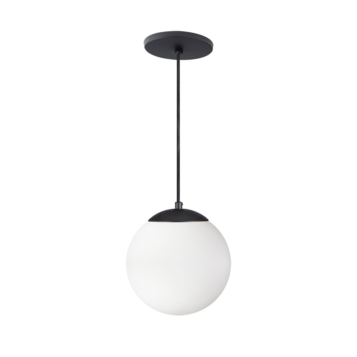 Pendente Globo Esfera de Vidro Branco Fosco 20cm - Preto - 1