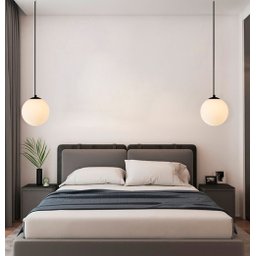 Pendente Globo Esfera de Vidro Branco Fosco 20cm - Preto - 5