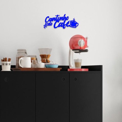 Cantinho do Café Placa Frase Decoração Parede Quadro Azul