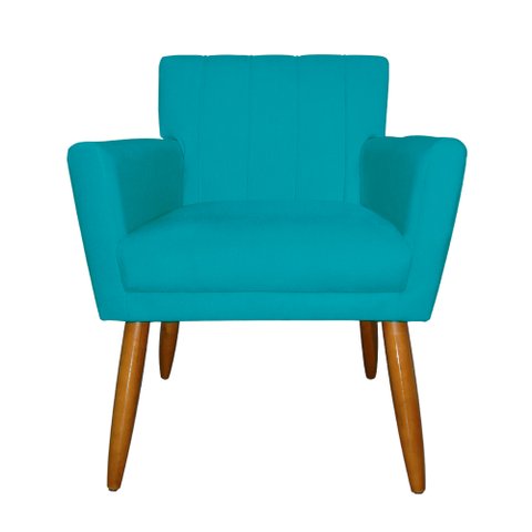 Poltrona Camila Estofada para Sala de Espera - Suede - Sv Decor:azul Turquesa