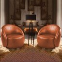Ver imagem 1 de Poltrona Decorativa Orgânica Giratória Kit 2 Lua Sintético Pu D03 - D’Rossi