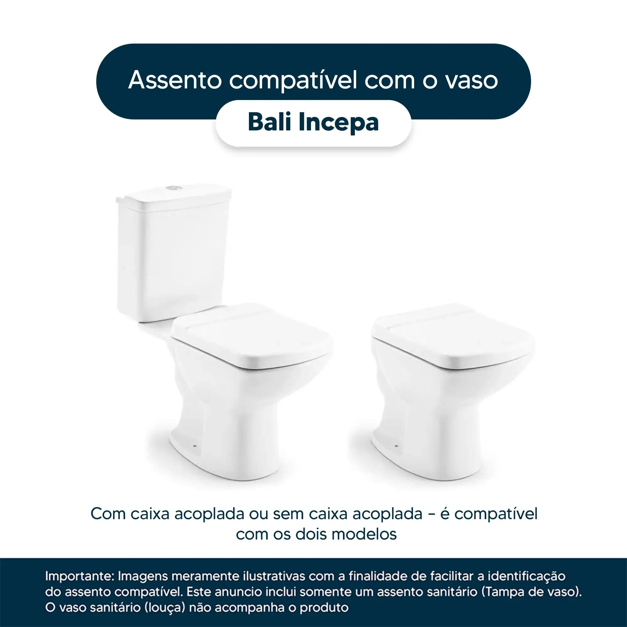 Tampa de Vaso Acrilico Bali Branco para bacia Incepa 6lpf - 4