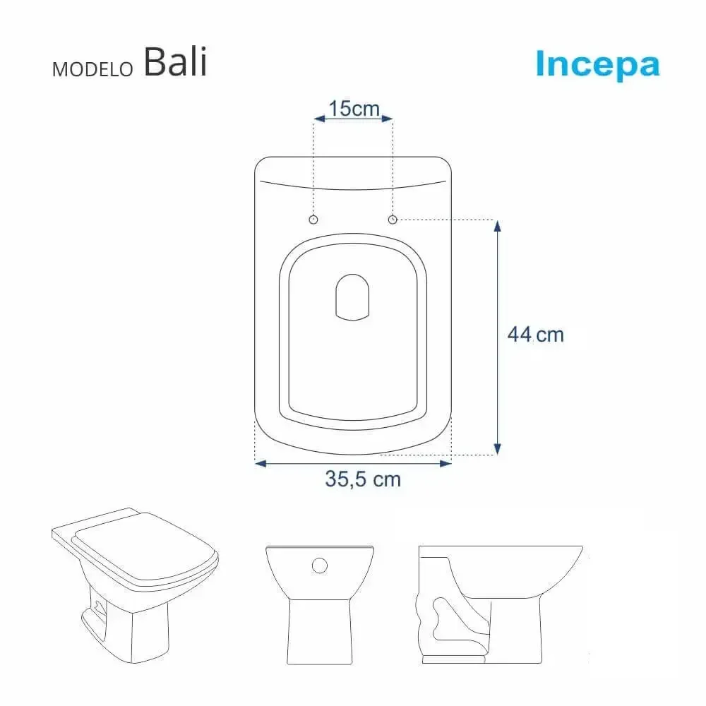 Tampa de Vaso Acrilico Bali Branco para bacia Incepa 6lpf - 5