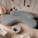 Ver imagem 5 de Sofá Curvo 3 Lugares Amsterdã 200cm Bouclé - Doce Sonho Móveis Cinza