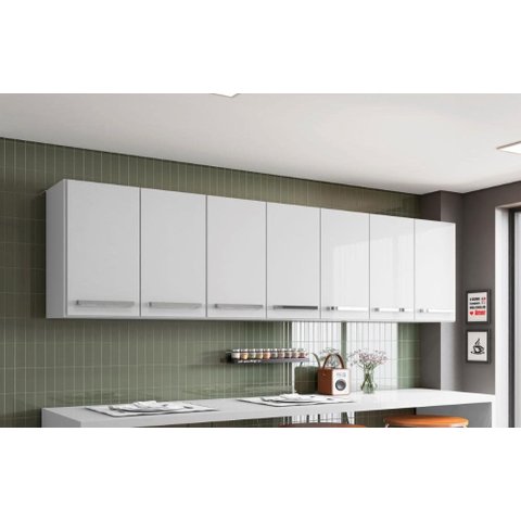 Armario Suspenso de Parede 7 Portas Branco Bangladesh Bela Casa