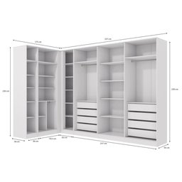 Conjunto Closet Kappesberg Adapt Branco 4 Peças 337cm X 175cm - 2