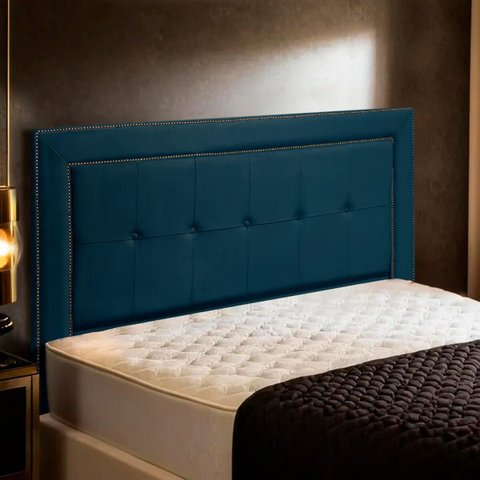 Cabeceira Estofada para Cama Box Casal 140cm Ravena Veludo - Sofa Store Cor:veludo Azul Marinho