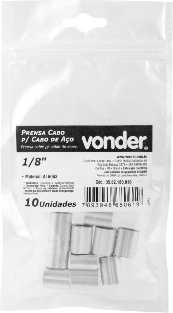 Prensa Cabo p/ Cabos de Aço de 1/8'' com 10 peças Vonder - 2