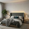 Cabeceira Cama Casal King Size Livia 195cm Orgânica Curva Bouclê Cinza - Montanari's Decor - 2