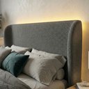 Ver imagem 4 de Cabeceira Cama Casal King Size Livia 195cm Orgânica Curva Bouclê Cinza - Montanari's Decor