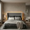 Cabeceira Cama Casal King Size Livia 195cm Orgânica Curva Bouclê Cinza - Montanari's Decor - 1