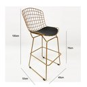 Ver imagem 5 de Banqueta Alta para Cozinha Bertoia cor Dourado fosco assento preto - Poltronas do Sul