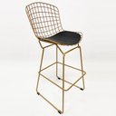 Ver imagem 1 de Banqueta Alta para Cozinha Bertoia cor Dourado fosco assento preto - Poltronas do Sul