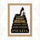 Ver imagem 2 de Quadro Moldura Dourada Livros Moda Fashion 24x18cm:com Vidro