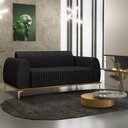 Ver imagem 2 de Sofá 3 Lugares para Sala de Estar Molino 180 Cm D02 Pés D'ouro Linho Chumbo D-465 - Lyam Decor