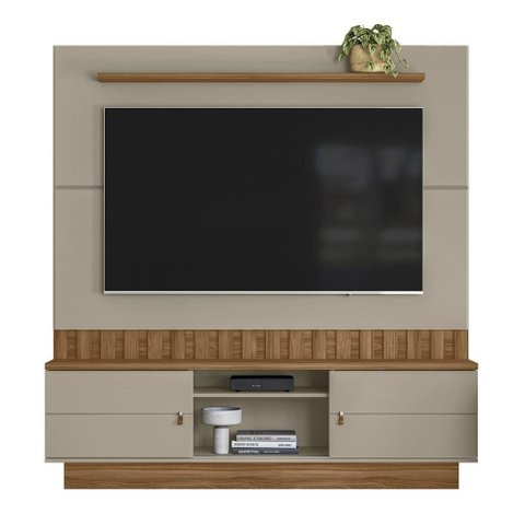 Home Painel Florianopolis Ripado para Tv até 70" Polegadas Grigio/amendoa