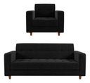 Ver imagem 1 de Kit Sofá 3 Lugares + Poltrona Verona - Suede - Preto