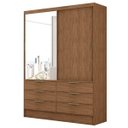 Ver imagem 3 de Guarda-Roupa Solteiro Taylor 2 Portas de Correr 6 Gavetas com Espelho Marrom - Panorama Móveis