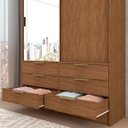 Ver imagem 6 de Guarda-Roupa Solteiro Taylor 2 Portas de Correr 6 Gavetas com Espelho Marrom - Panorama Móveis