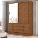 Ver imagem 1 de Guarda-Roupa Solteiro Taylor 2 Portas de Correr 6 Gavetas com Espelho Marrom - Panorama Móveis