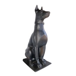 Escultura Cachorro Doberman em Ferro Fundido Decoração 90cm Rig Fundidos Ec39rigb - 2