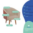 Ver imagem 4 de Poltrona Jade Decorativa Moderna Sala de Estar Quarto Escritório Conforto Corano Nozes e Linho Pés P