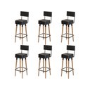 Ver imagem 1 de Kit 6 Banquetas Banco Alto Barcelona Couro Preto Bar Cozinha Pés Madeira Ms Decor