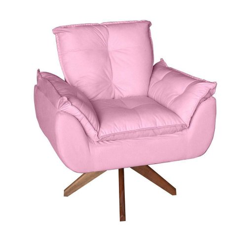Poltrona/cadeira Decorativa Glamour Opala com Base Giratória 30cm em Madeira Rosê