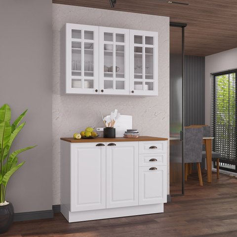 Conjunto Cozinha Modulada 2 Peças Bari em MDF Branco