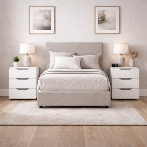 Conjunto 2 Mesas de Cabeceira Madrid Branco