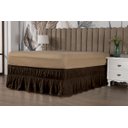 Ver imagem 1 de Saia Box Ajustável Serve em Cama Casal Queen e King Babado com 2 Elásticos 1 Peça:marrom