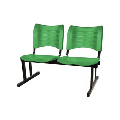Cadeira Longarina Plástica 02 Lugares - Cor Verde - Mrplast - 34211