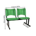 Ver imagem 4 de Cadeira Longarina Plástica 02 Lugares - Cor Verde - Mrplast - 34211