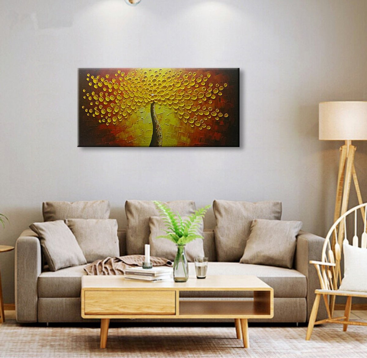 Quadro Pintura Tela ouro salvar emoldurado 5345: 50cm (A) x 100cm (L) - 1