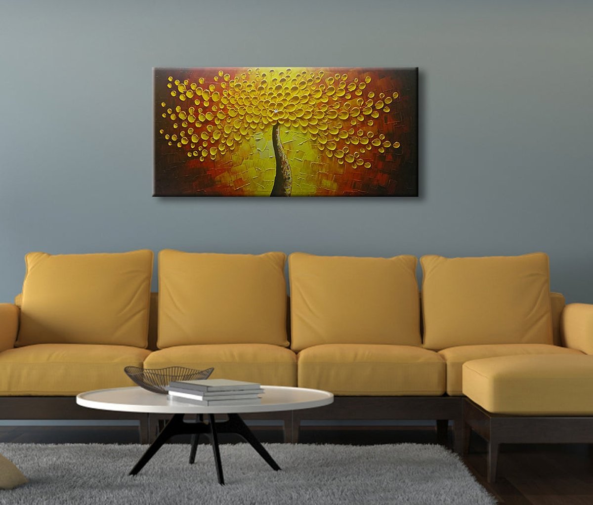 Quadro Pintura Tela ouro salvar emoldurado 5345: 50cm (A) x 100cm (L) - 4