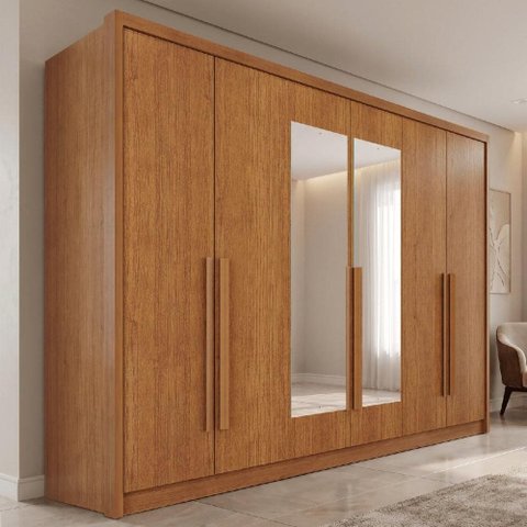 Guarda-Roupa Casal com Espelho 6 Portas e 6 Gavetas Multimóveis Crnvh-GRP142 Cinamomo