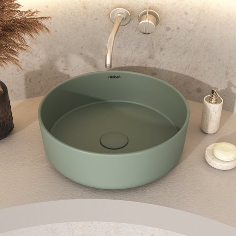 Cuba de Apoio em Cerâmica Luana + Vávula Click - Fabribam Sálvia Fosco